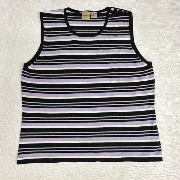 Massini Black and Lavender Purple Striped Tank Top Classy Modest - Picture 7 of 7